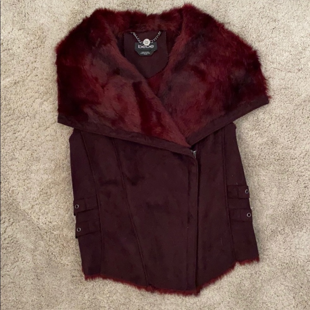 Faux Fur Burgundy Vest